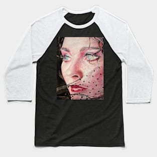 Woman Watercolor Portrait Painting with the Spotted Veil Baseball T-Shirt